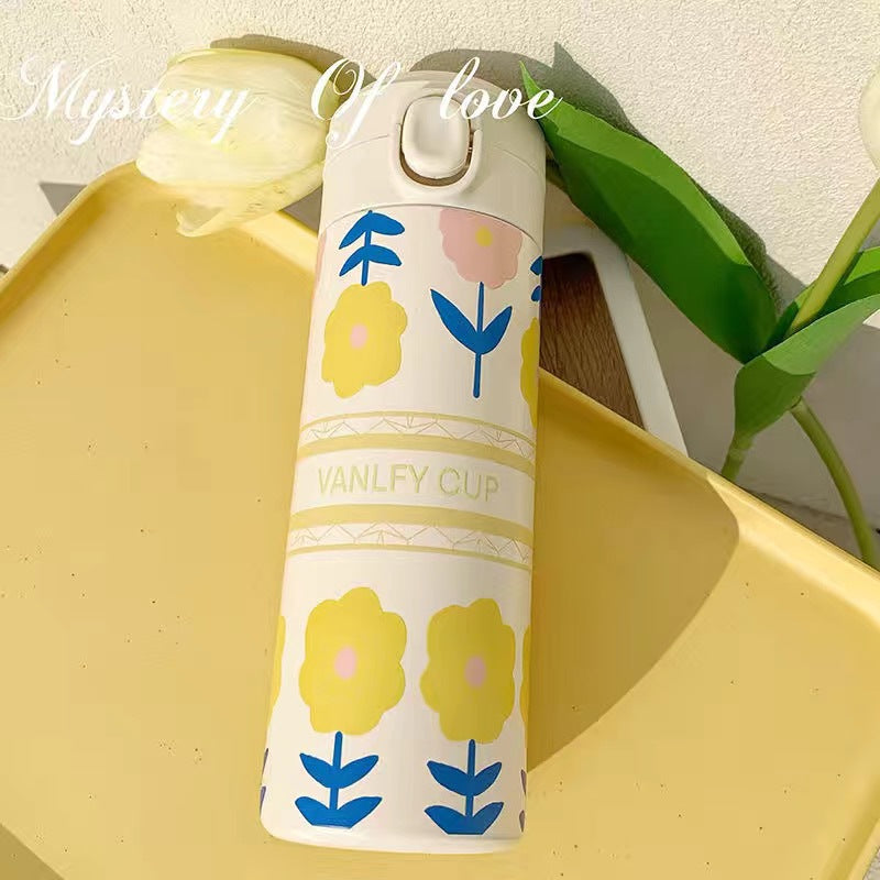 Ladies Insulated Drinking Bottle with Functional Lid and Creative Floral Design Kalsten