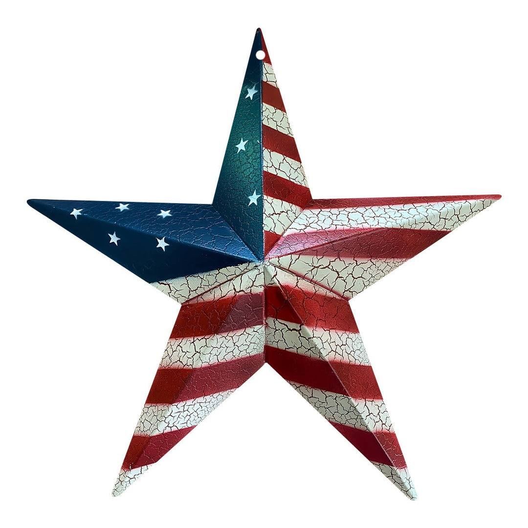 Unisex 3D metal wall star with vintage crack effect and hanging hole Kalsten