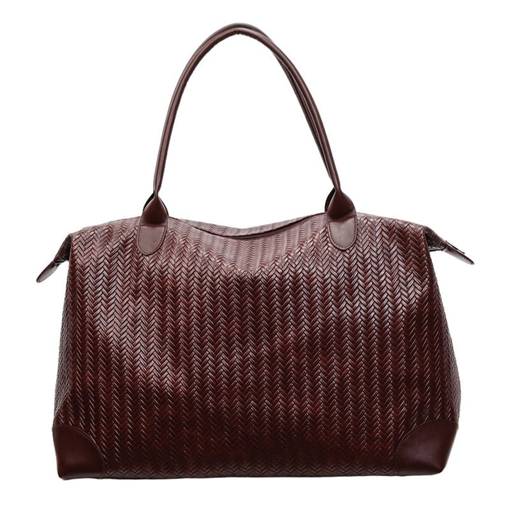 Woven Leather Travel Handbag