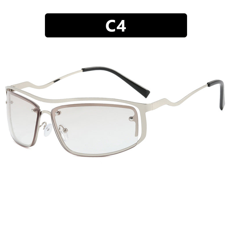 Women’s futuristic sunglasses with an elegant metal frame and high-transparent lenses Kalsten