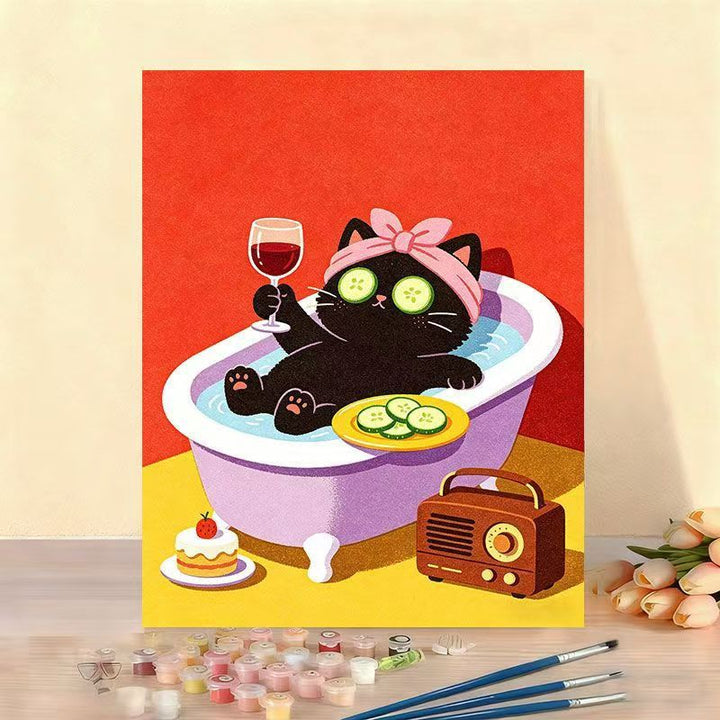 Whimsical Cat Illustration Canvas Artwork Kalsten