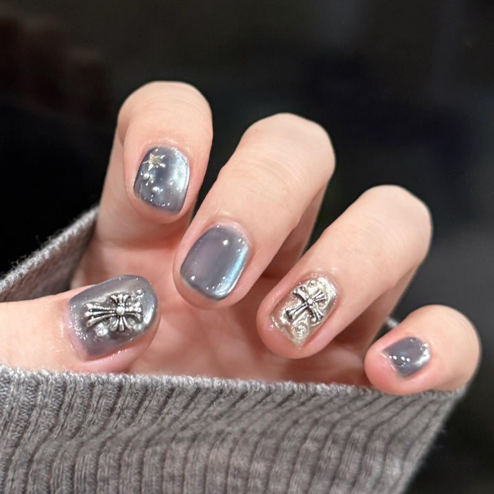 Artificial nail set with glamorous metallic effects Kalsten