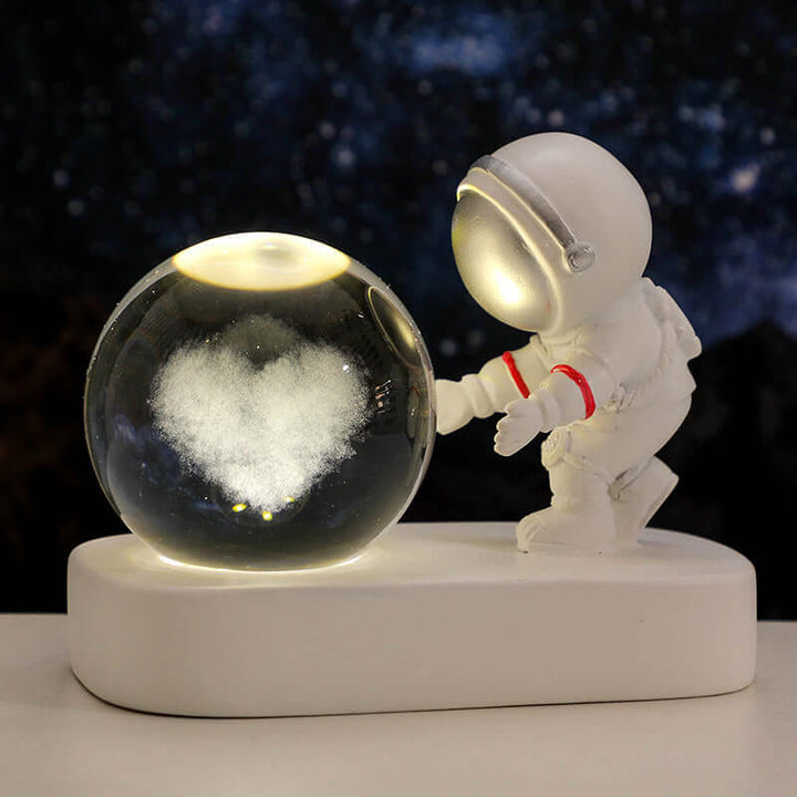 Glowing Planetary Galaxy Astronaut Crystal Ball Night Lights USB Power Warm Bedside Light Brithday Gift Night Lamp | Kalsten