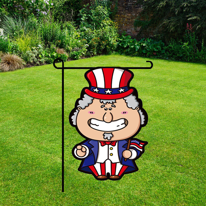 Unisex nan patriotic outdoor decorative gnome garden flag with pole sleeve Kalsten