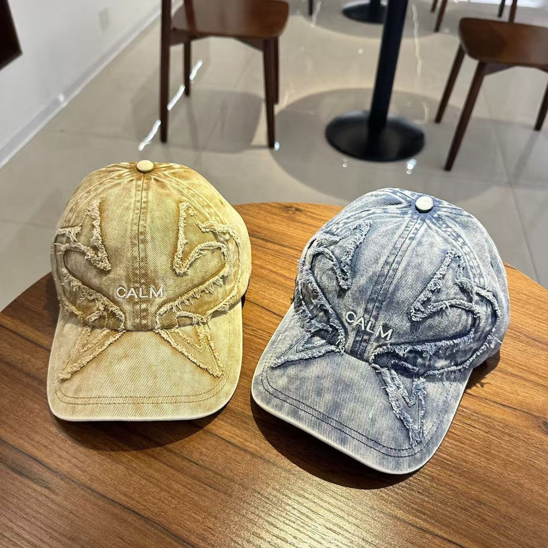 Unisex Distressed Denim Embroidered Cap Kalsten