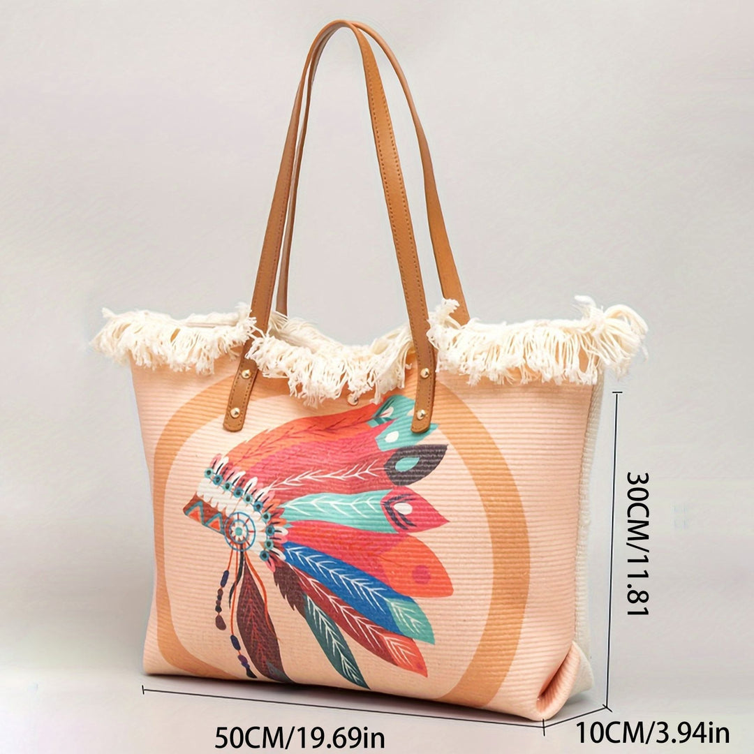 Beach bag with Unique Feather Design Kalsten