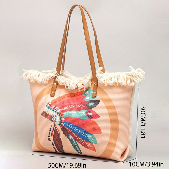 Beach bag with Unique Feather Design Kalsten
