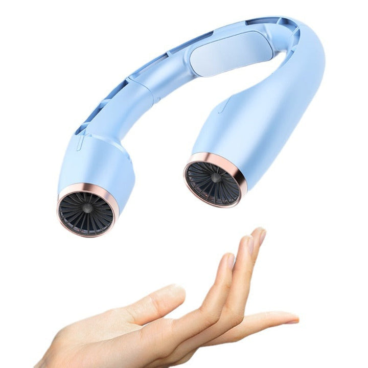 Cooling wearable dual-turbine neck fan with adjustable-angle air outlets and LED battery display Kalsten