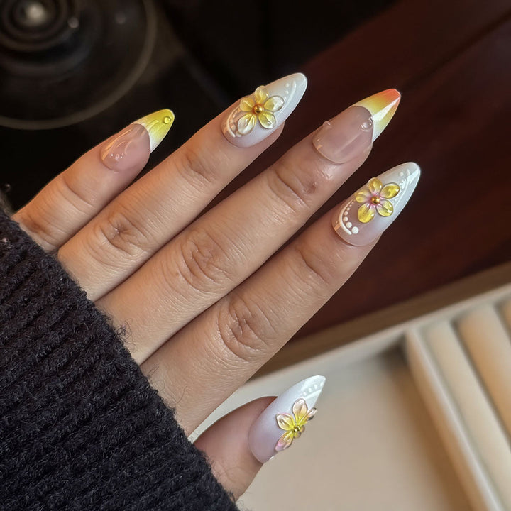 Vibrant Floral Press-On Nail Art Set Kalsten