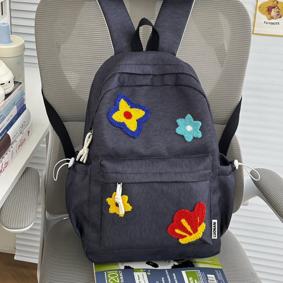 Floral Embroidered School Backpack