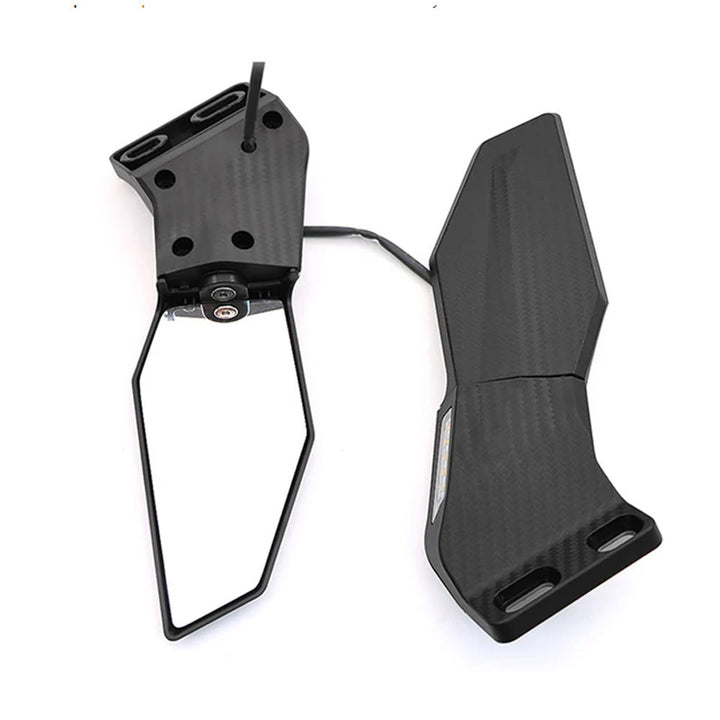 Motorcycle mirror set with integrated LED turn signal Kalsten