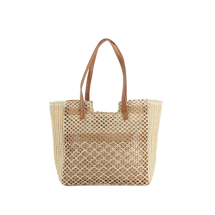 Handcrafted basket bag with leather handles Kalsten