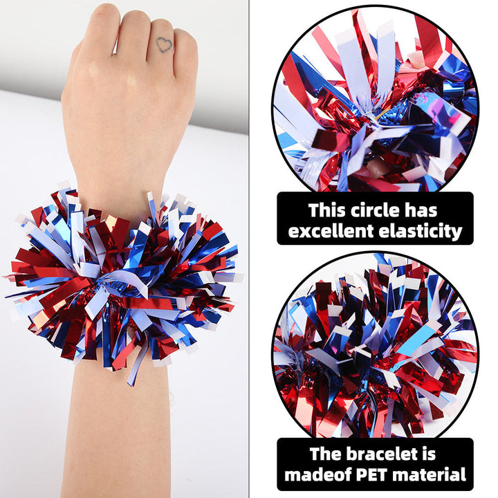 Independence Day festive tinsel pom-pom elastic wrist cuff Kalsten