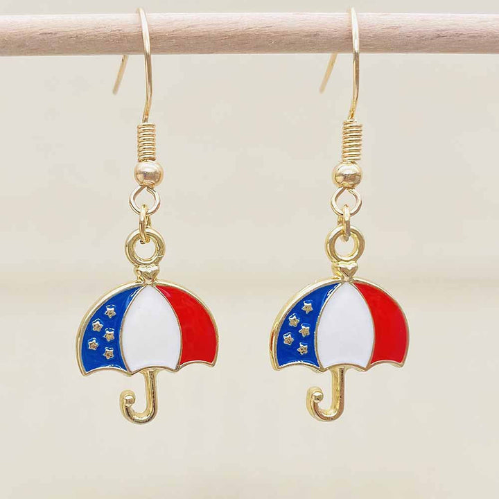 Women's filigree drop earrings with enameled flag pendants and metal hook closure Kalsten