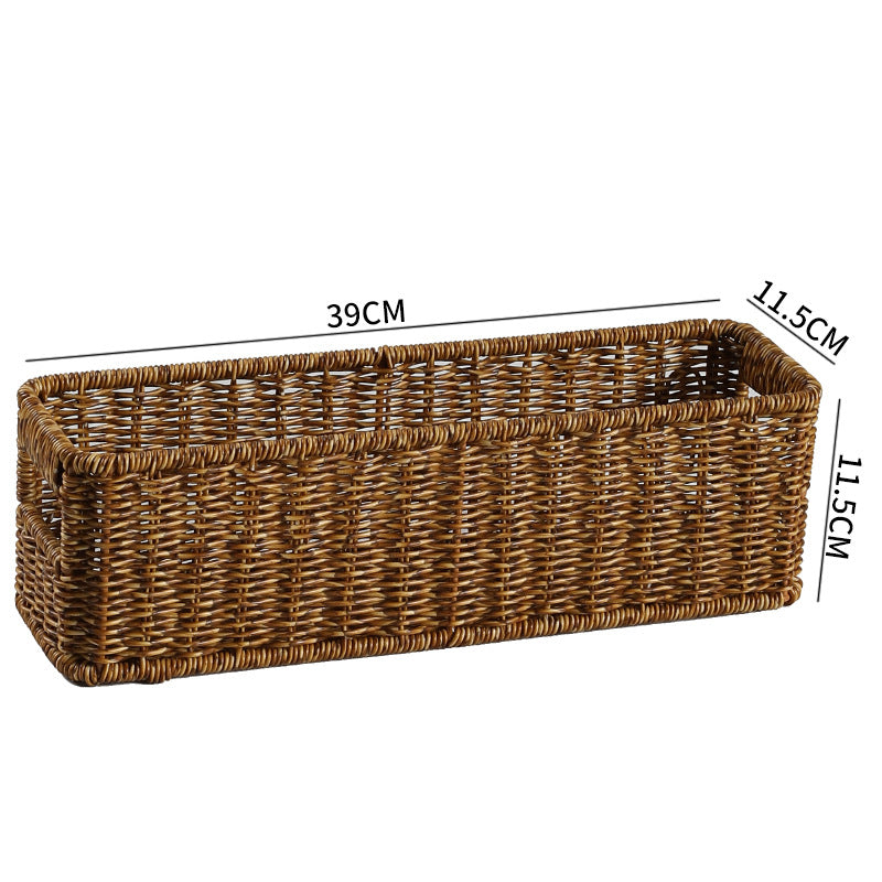 Handwoven Rectangular Storage Bin with Cutout Handles Kalsten