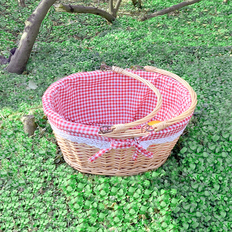 Ladies willow basket with removable fabric lining and practical carrying handle Kalsten