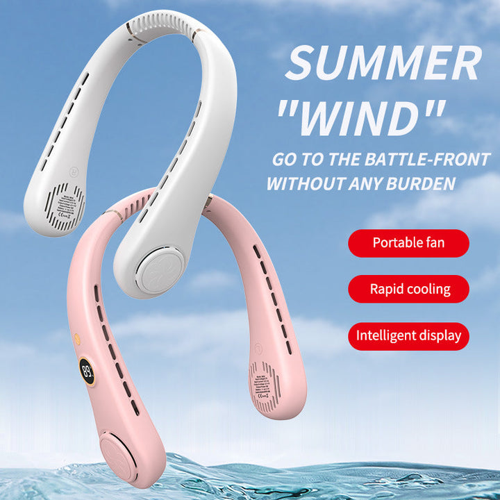 Women's Portable Neck Fan with Temperature Display Kalsten