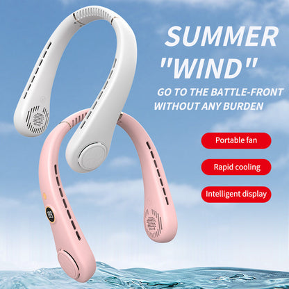 Women's Portable Neck Fan with Temperature Display Skanto