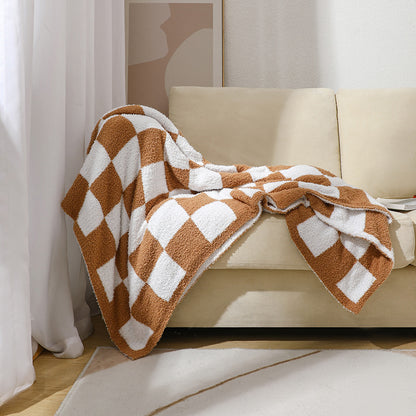 Unisex Cozy Checkerboard Fleece Blanket