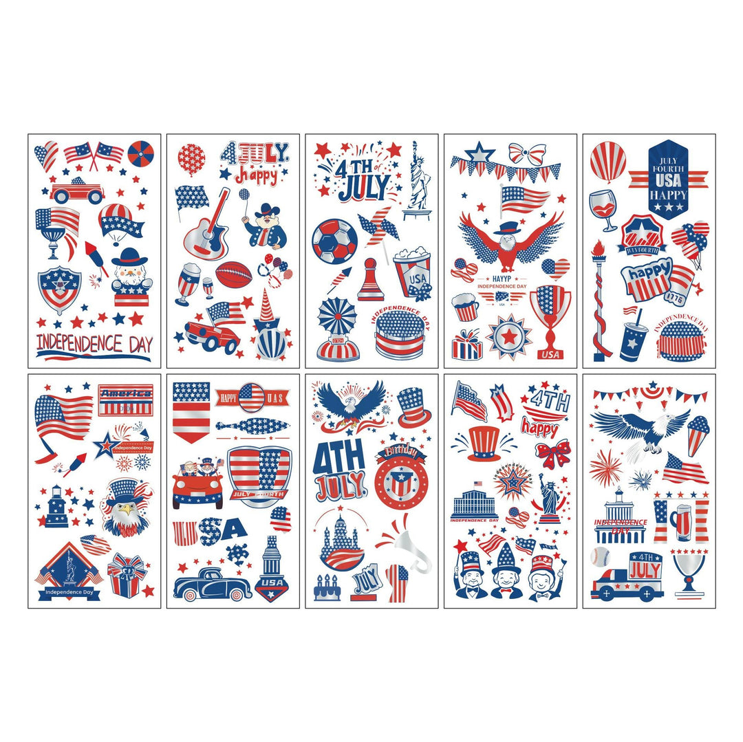 Unisex temporary tattoo sticker set with patriotic USA designs for party decoration Kalsten