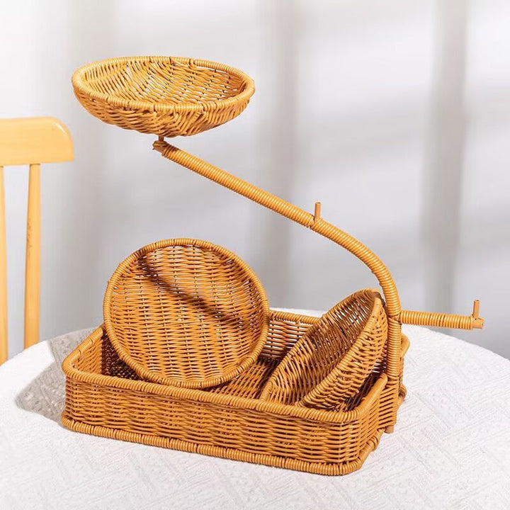 Unisex fruit and vegetable rack made of rattan with multiple levels Kalsten