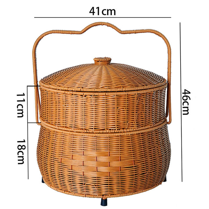 Women's Handcrafted Storage Basket with Lid and Carry Handle Kalsten