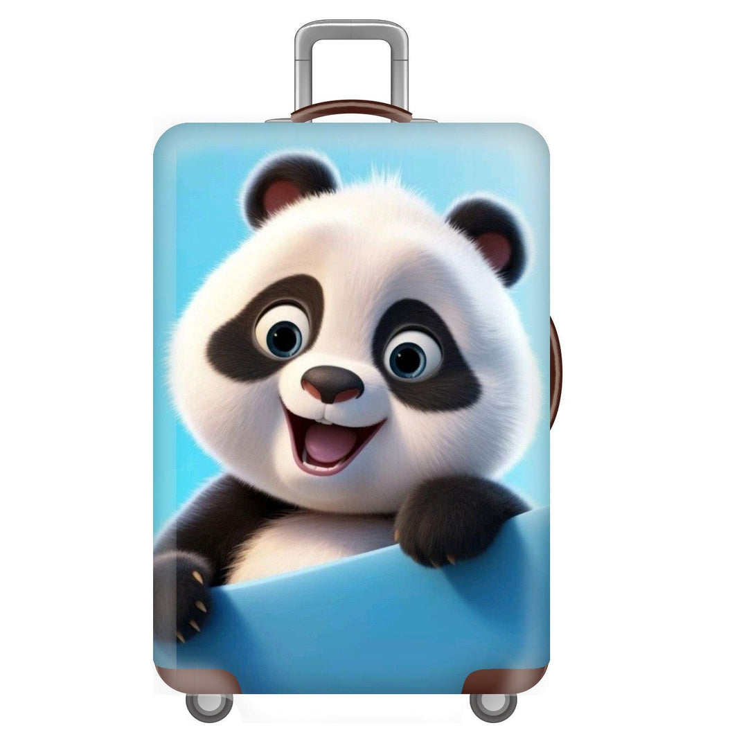 Unisex non-elastic suitcase cover for hard shell trolley with cute panda design, stretch protective cover with handle and wheel openings Kalsten