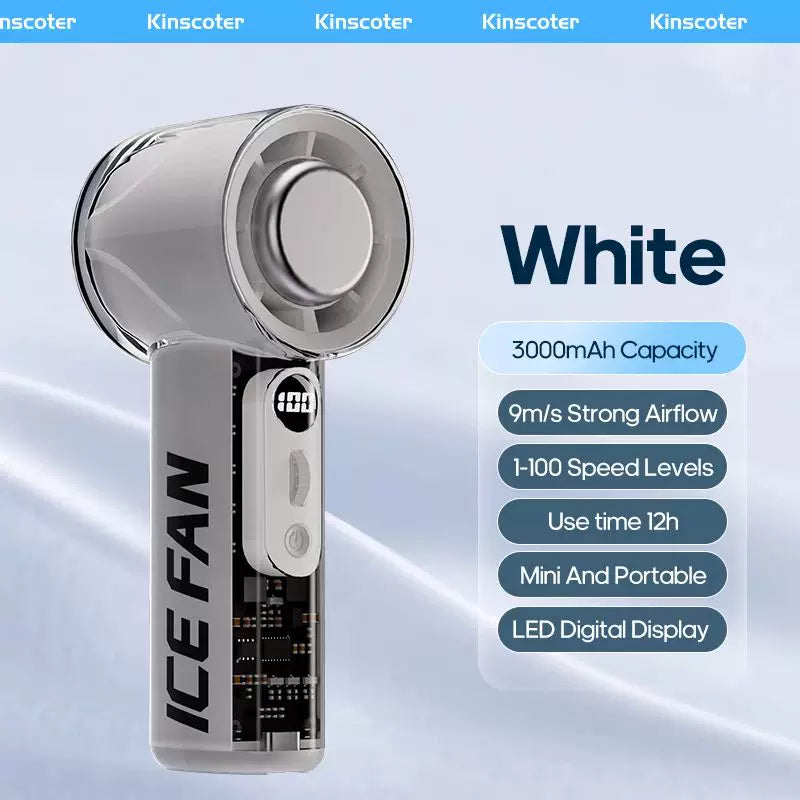 Unisex One Size Handheld Rechargeable Mini Cooling Fan with Adjustable High-Speed Airflow and LED Digital Display Kalsten