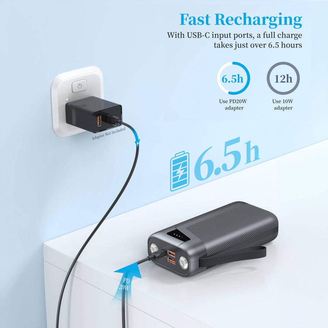 Powerful power bank with integrated LED lighting and fast charging function Kalsten