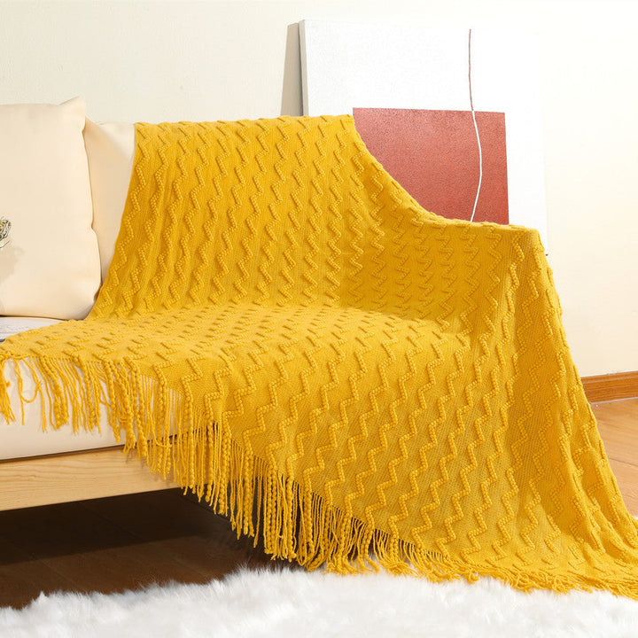 Women’s knitted blanket with textured wave pattern Kalsten