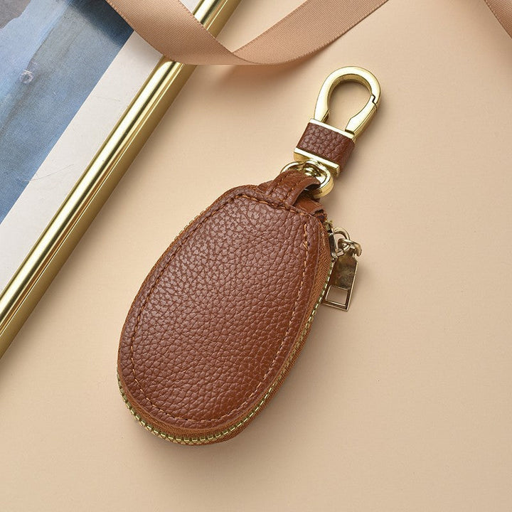 Compact Textured Leather Keychain Pouch Kalsten