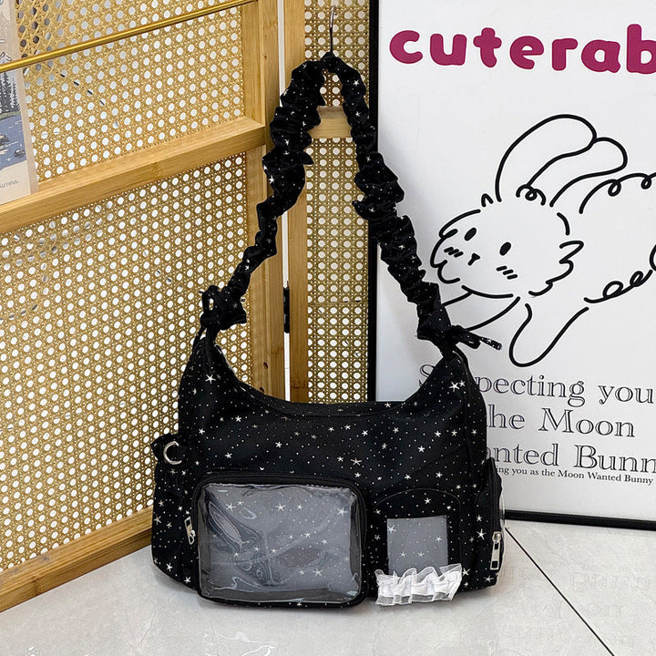 Star-Print Ruffle Strap Shoulder Bag Kalsten