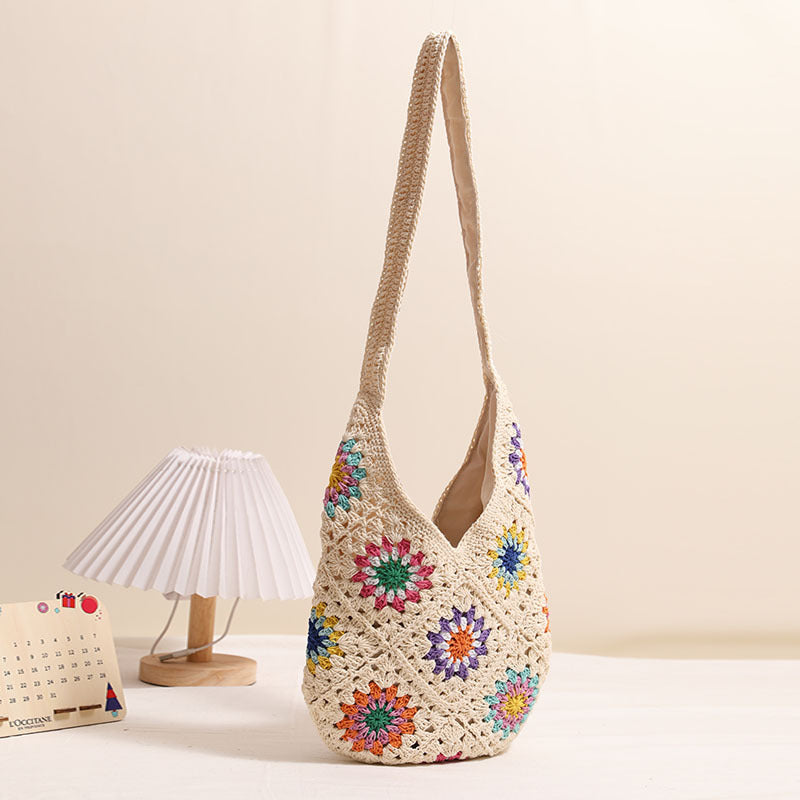 Handmade Crocheted Bag with Colorful Flower Design Kalsten