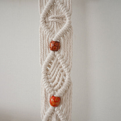 Macrame Hanging Shelf with Natural Wood Accents Acalora