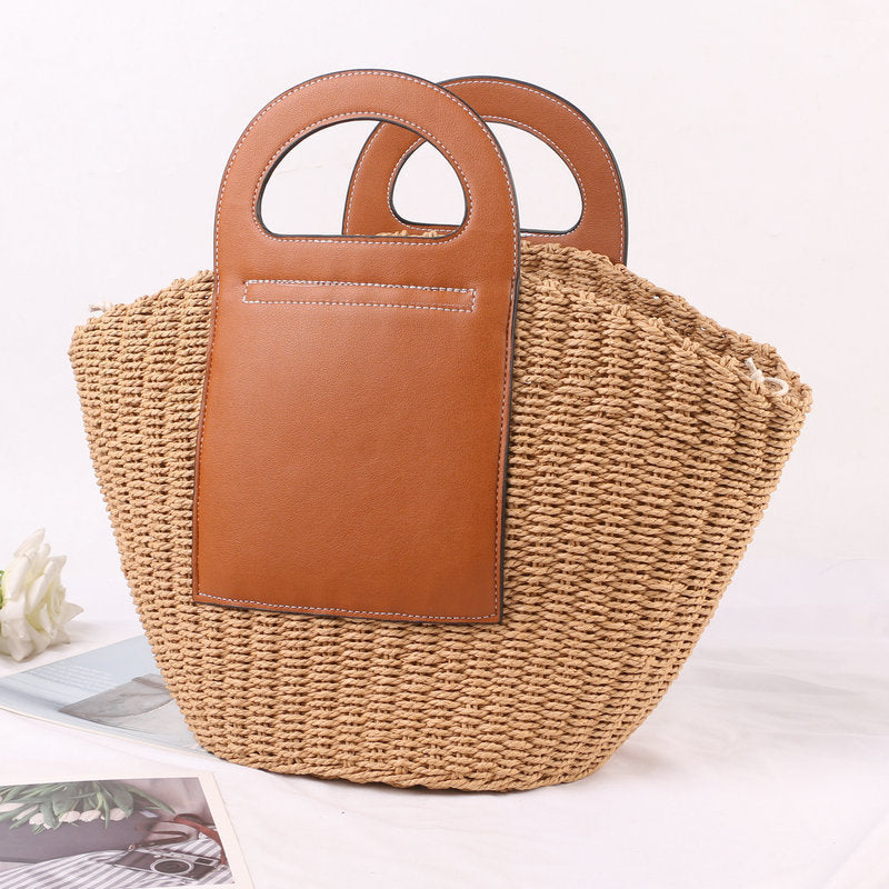 Handbag Made of High-Quality Raffia with Elegant Leather Accents Kalsten