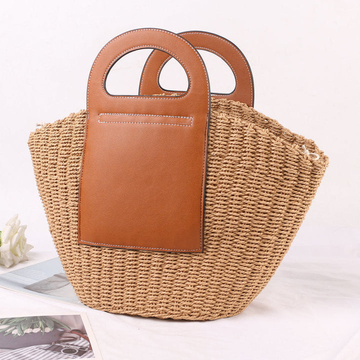 Handbag Made of High-Quality Raffia with Elegant Leather Accents Kalsten