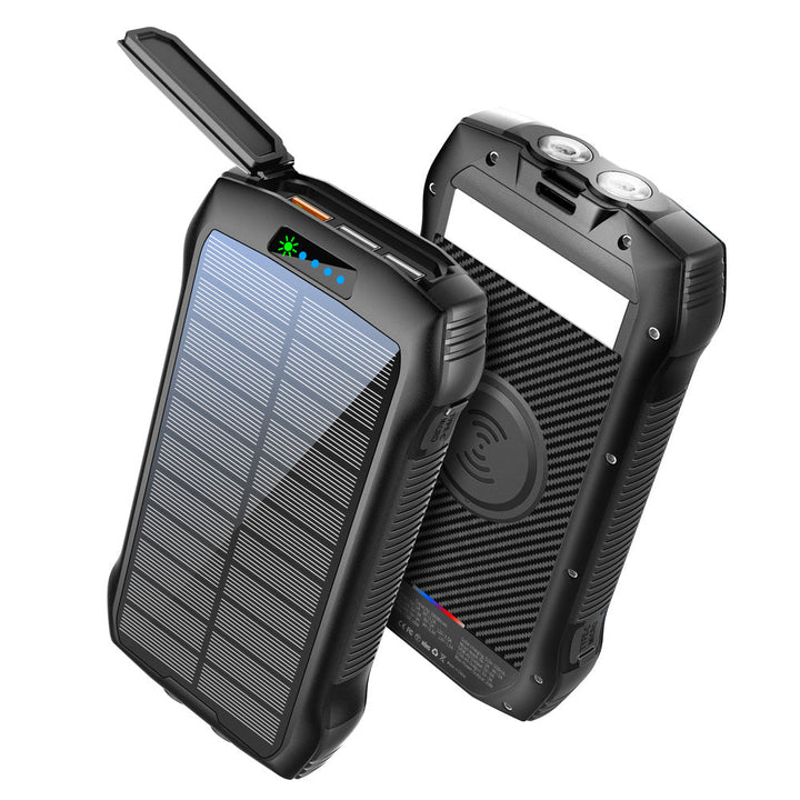 Solar-powered power bank with wireless charging function and LED flashlight Kalsten