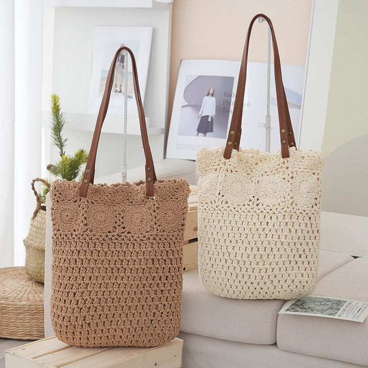 Crochet tote bag with leather handles Kalsten