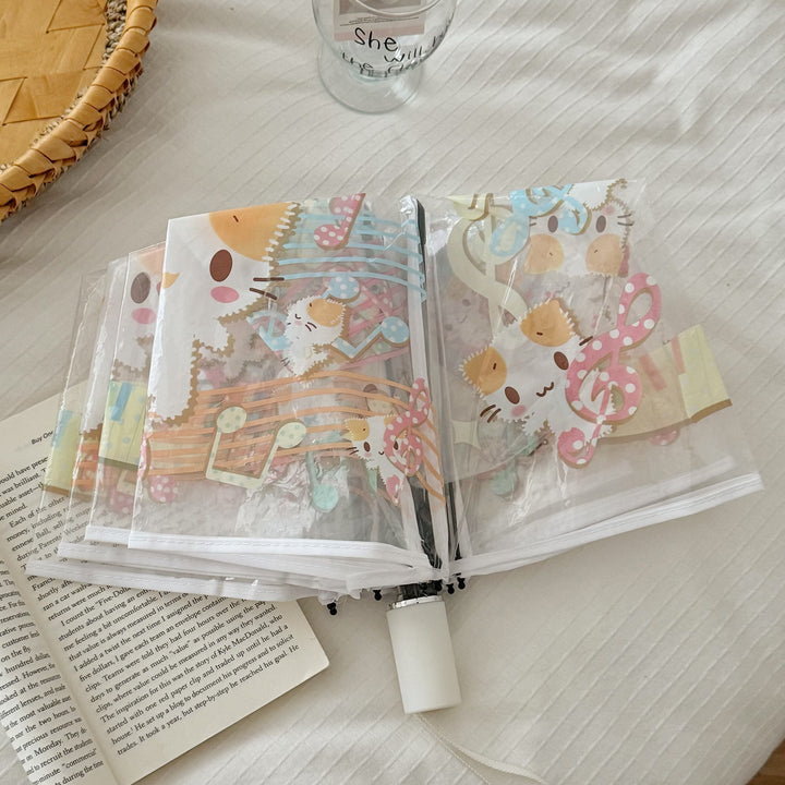 Women's Transparent Folding Umbrella with Playful Animal Design Kalsten