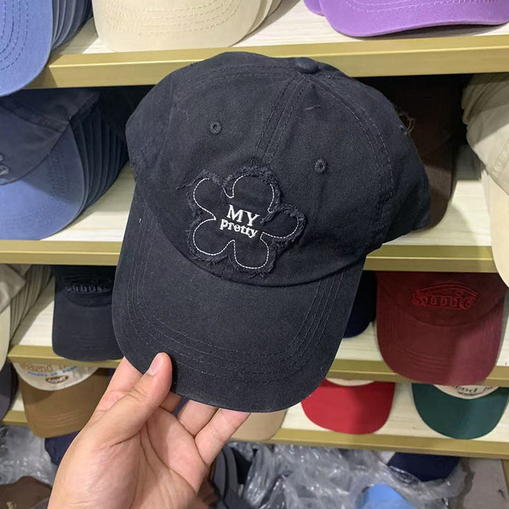 Women's Distressed Floral Embroidered Baseball Cap Kalsten