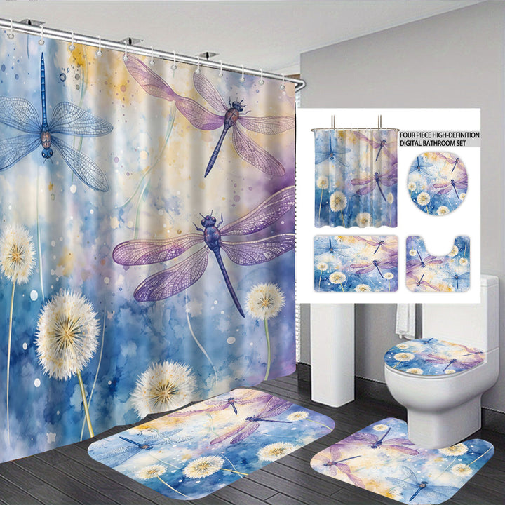 Artistic Dragonfly-Themed Four-Piece Digital Bathroom Set Kalsten