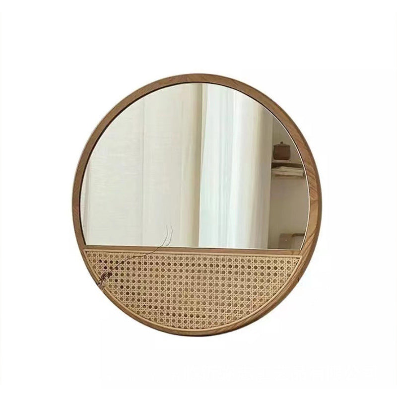 More Elegant Round Wall Mirror Made of Natural Rattan Acalora
