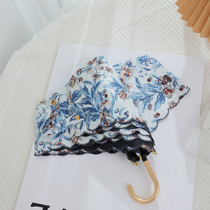 Women's elegant automatic folding umbrella with floral details Kalsten