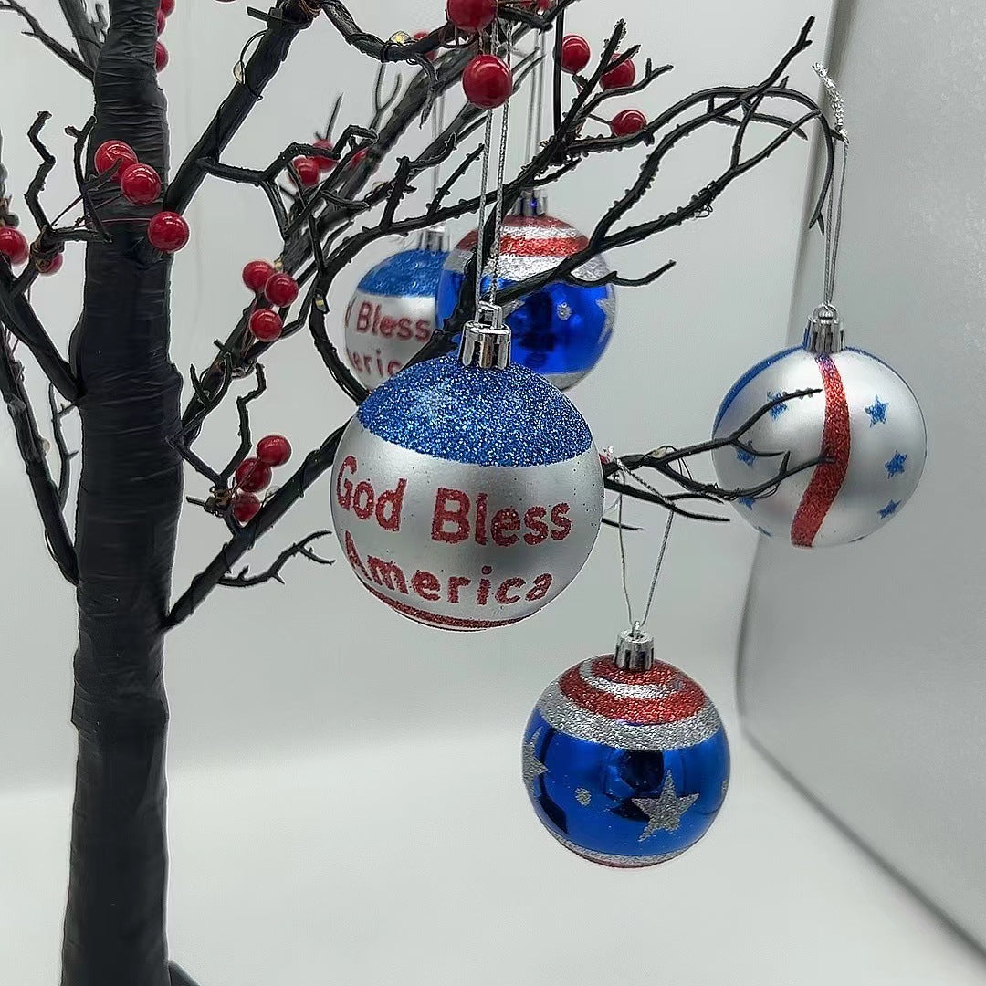 Unisex nan patriotic glass Christmas bauble set with glitter effect and inscription Kalsten