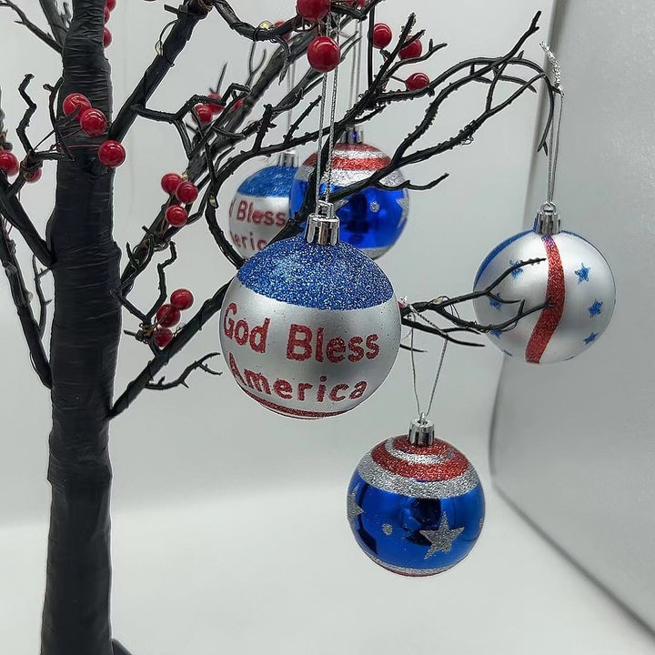 Unisex nan patriotic glass Christmas bauble set with glitter effect and inscription Kalsten