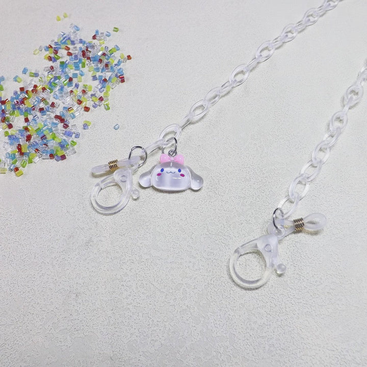 Playful glasses holder chain made of transparent material Kalsten