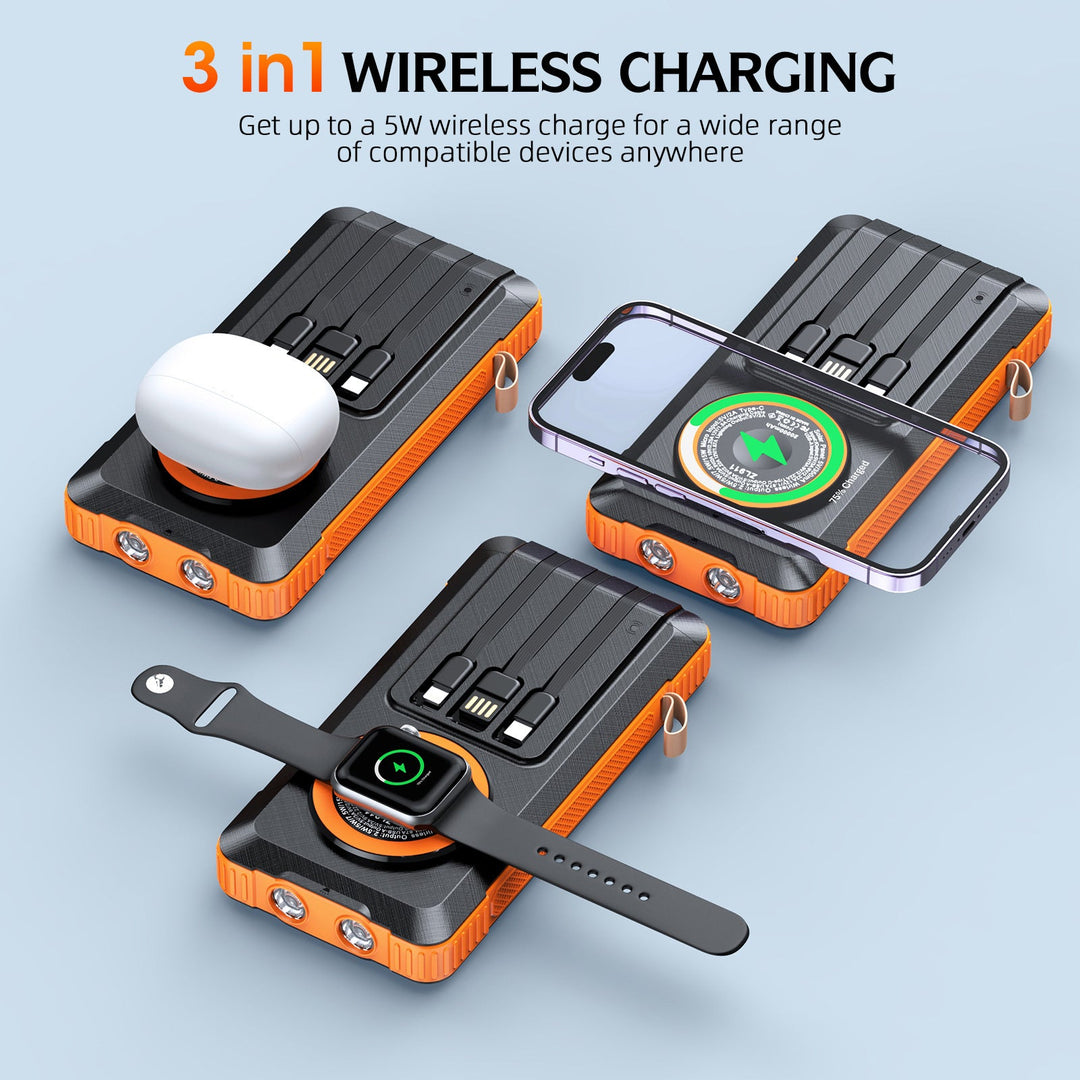 Solar Powerbank with Multifunctional LED Light and Integrated Charging Cable Kalsten