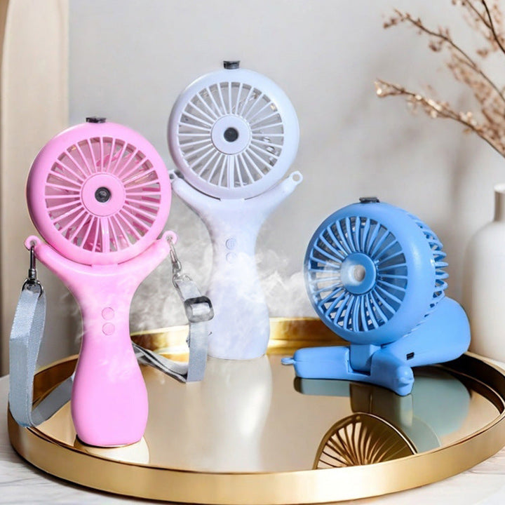 Women's Portable Mini Fan with Spray Function and Flexible Mounting System Kalsten
