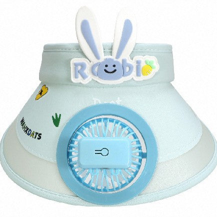 Sun protection with integrated battery fan, adjustable chin strap and cute bunny design Kalsten