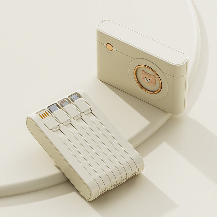 Portable power bank with integrated cable system and innovative charging functions Kalsten